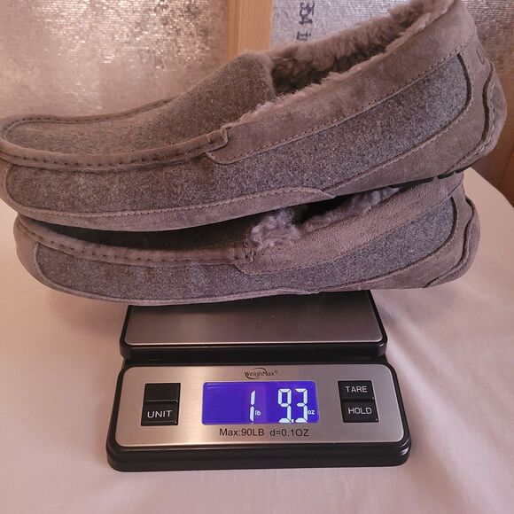 UGG Ascot Suede Slippers Mens 14 Gray Wool Plush Moccasin main image 5